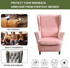 HAOYONG Velvet Wingback Armchair Covers 2-Piece Elastic Stretch Wingback Chair - Image 5