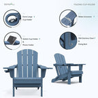 SERWALL Folding Adirondack Chair, HDPE Adirondack Chairs Set of 2, Plastic - Image 4