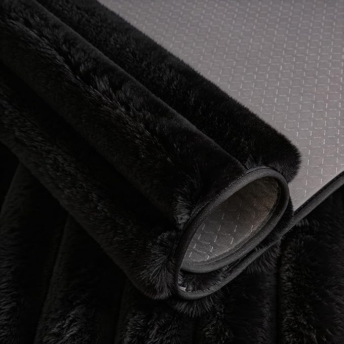 Black Rabbit Striped Plush Rug 5'x8', Fluffy Shaggy Area Rug - Image 6