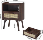 Lerliuo Rattan Nightstands Set of 2, Bedside Table - Image 3