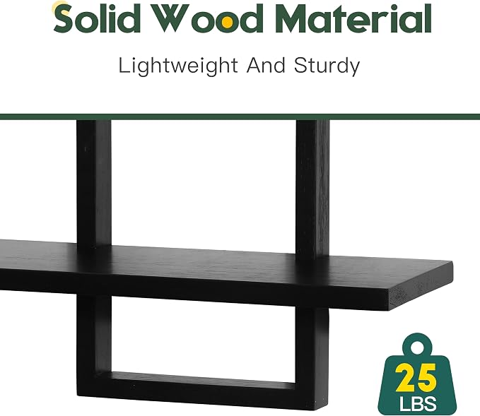 PHOENANCEE Floating Shelves for Wall, Display Hanging Shelf Set of 2, Modern - Image 7