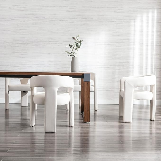 BESTANO Set of 2 Modern Linen Fabric Upholstered Dining Chairs - Image 4