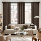 MIULEE 84 Inch Length Chocolate Brown Blackout Bedroom Curtains Set of 4 | - Image 7