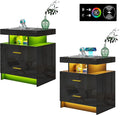 WOOVIVS Night Stand Set 2 with USB/Type-C/Wireless Charging Station, Blakc by WOOVIVS