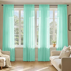 MIULEE Aqua Sheer Curtains 90 Inches Long 4 Panels 42 x 90 Inches | Light by MIULEE
