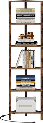TUTOTAK Corner Shelf with LED Light, 6-Tier Corner Bookshelf - Image 7