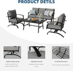 ALAULM 4 Piece Patio Furniture Set, Outdoor Metal Patio Furniture - Image 5