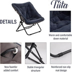 Tiita Folded Chair with Ottoman, Soft Faux Fur Oversized Folding Accent Chair - Image 4