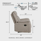 Lexicon Manual Double Reclining Loveseat, Polished Microfiber Manual Wall - Image 2