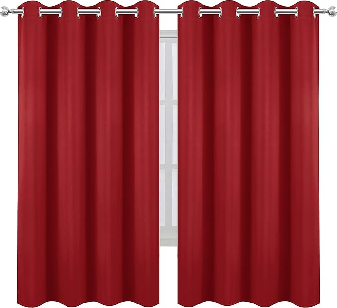 Bright Red Blackout Curtains 52 x 63 Inch Length/Set of 2 Curtain - Image 2