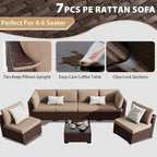 KIGOTY 7-Piece Patio Furniture Set, All-Weather PE Rattan Outdoor Sectional Sofa - Image 5