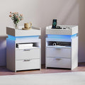 Turosur Nightstands Set of 2, LED Night Stand by Turosur