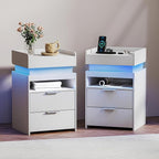 Turosur Nightstands Set of 2, LED Night Stand by Turosur