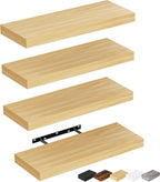 Bellsal Floating Shelves for Wall, Maple Wood Wall Shelf Set of 4, Living Room by Bellsal