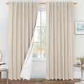 Oatmeal 100% Blackout Linen Curtains 84 Inch by LAMIT