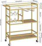 MAHANCRIS Bar Cart for Home, 3-Tier Serving Cart - Image 8
