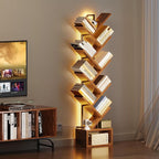 Casaottima Tree Bookshelf with LED Lights, 8-Tier Narrow Bookcase - Image 9