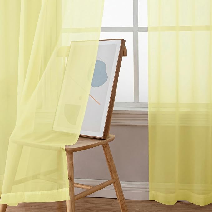 Sheer Curtains 63 Inch Length 2 Panels Set - Image 5