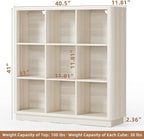 9 Cube Storage Book Shelf, Wood Floor Standing 3-Tier Cubby Bookshelf - Image 2