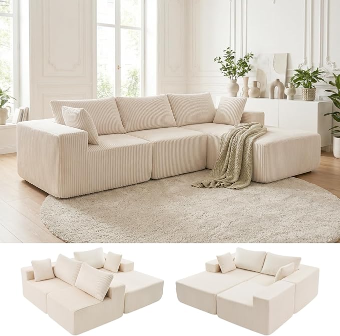 DUMOS 108" Boneless Couch, Cloud Sectional Couch by DumosLifestyle