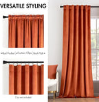 MIULEE Velvet Curtains 52x108 inches 2 Panels Fall Orange Blackout Curtains | - Image 2