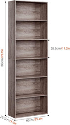 FOTOSOK 6-Tier Open Bookcase and Bookshelf, Freestanding Display Storage - Image 3