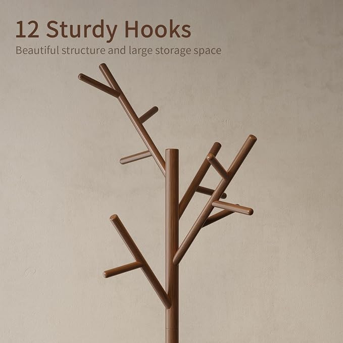 Muwuele Coat Rack, Solid Wood Coat Rack Freestanding - Image 7