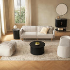 mopio Quin Pedestal Side Table, Tambour Round Fluted End Table, Small Accent - Image 4