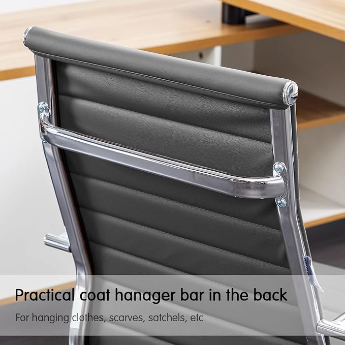 Home Office Chair Ribbed, Modern Leather Conference Room Chairs, Ergonomic - Image 7