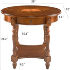 LEEMTORIG Oval Round End Table, 2-Tier Solid Wood End Table Side Table - Image 3