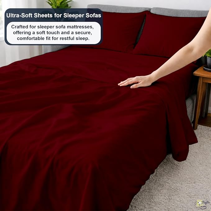 Cottington Lane Sleeper Sofa Sheets Queen Size, 4 Piece Premium Quality 100% - Image 3