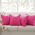 MIULEE Faux Fur Plush Decorative Throw Pillow Covers 18x18, Hot Pink | Set of 4 - Image 6