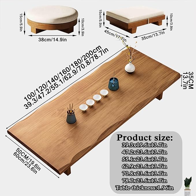 Solid Wood Japanese Low Floor Table Meditation Floor Sitting Altar Table - Image 6