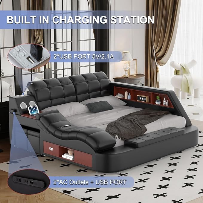 AF ARTISAN FURNITURE Queen Size Smart Multifuncional Bed Frame - Image 4