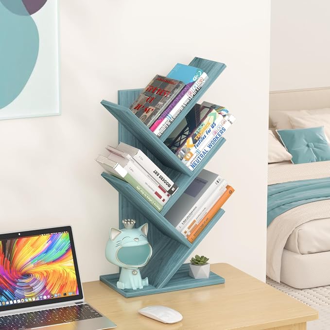 SHEEPAM 5 Tier Tree Book Shelf, Small Desktop Bookshelf - Image 2