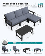 SERWALL Outdoor Sectional Sofa Set, 5-piece Outdoor Modula Couch Set - Image 2