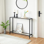 HOOBRO 39.4" Narrow Console Table, Tempered Glass Sofa Table, Behind Couch - Image 2