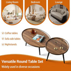 Garvee Nesting Coffee Table Set of 2, 2-Piece Walnut Coffee Tables, Mid Century - Image 5