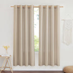 NICETOWN Flax Linen Blend Taupe Window Curtains, Grommet Vertical Drapes by NICETOWN