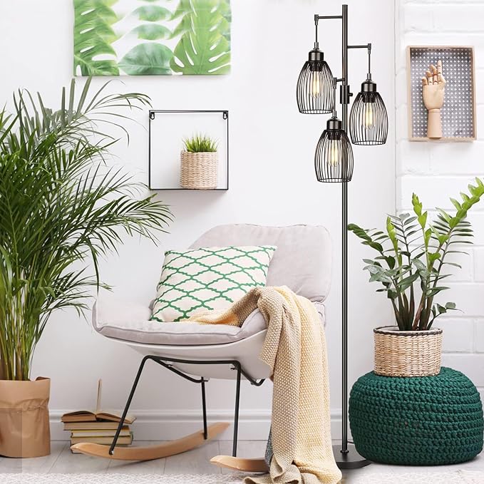 68’’ Dimmable Floor Lamp, 3 x 800LM LED Edison Bulbs Included, Industrial Floor - Image 4