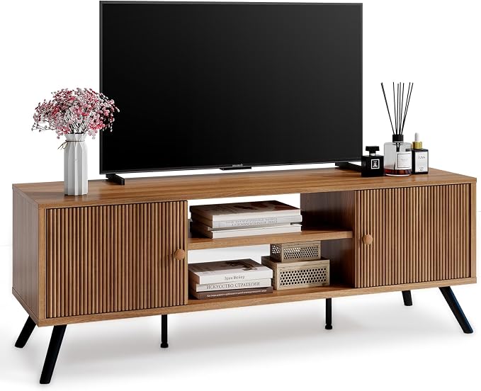 COMHOMA TV Stand for Living Room, Mid Century Modern Entertainment Center for by ComHoma