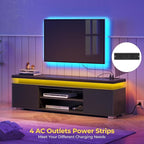 Rolanstar TV Stand with Power Outlet & LED Lights, Modern Entertainment Center - Image 5