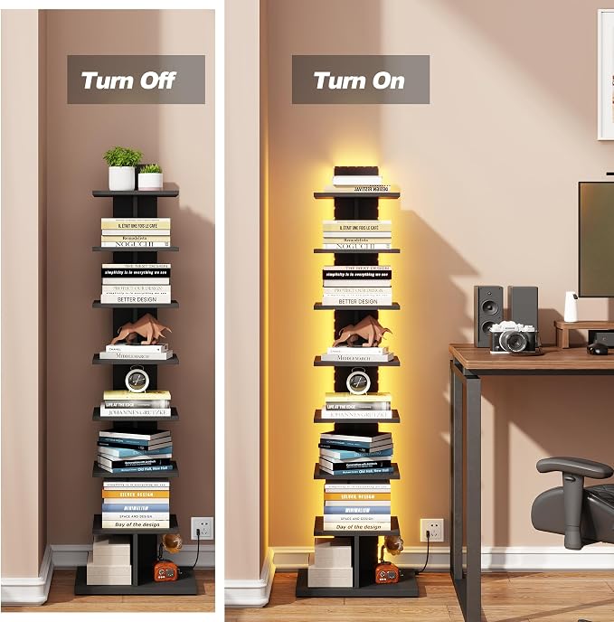TUTOTAK Narrow Bookshelf, 8-Tier Bookcase - Image 4