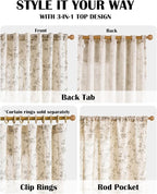 Extra Long Grey Vintage Floral Linen Curtains Farmhouse 2 Panels | Elisa Series - Image 5