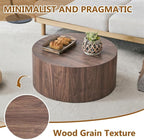 Round Coffee Table, 23.6" Modern Wood Drum Coffee Table, Round Accent Center - Image 5