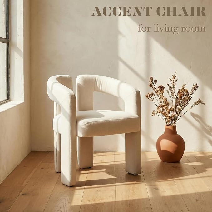 Hyfirm Upholstered Linen Barrel Dining Chairs Set of 4, Modern Accent Kitchen - Image 6