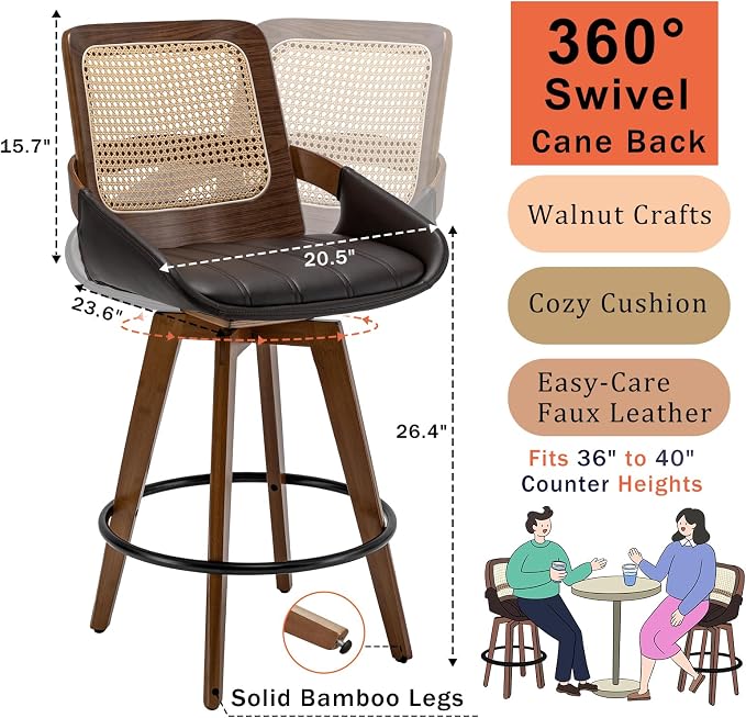 Set of 4 Bar Stools Counter Height - Image 2