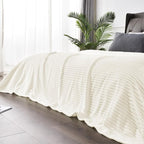 BEDELITE 3D Ribbed Jacquard Cream Blankets Queen Size by BEDELITE
