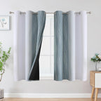 Stone Blue and Greyish White Blackout Curtains - Image 2