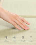 FULI Japanese Tatami Mattress, Foldable Igusa Rush Grass Tatami Rug, Natural - Image 4